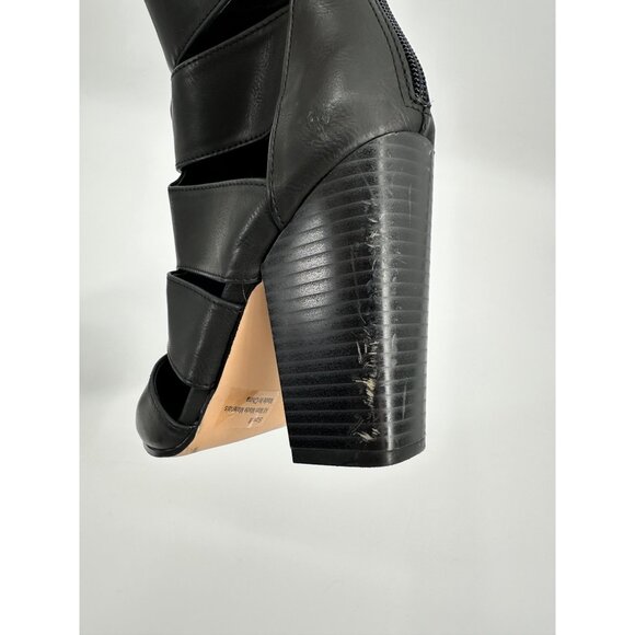 NY&C Black Cutout Bootie Faux leather Women 8 Black Point Toe Ankle - Picture 8 of 11